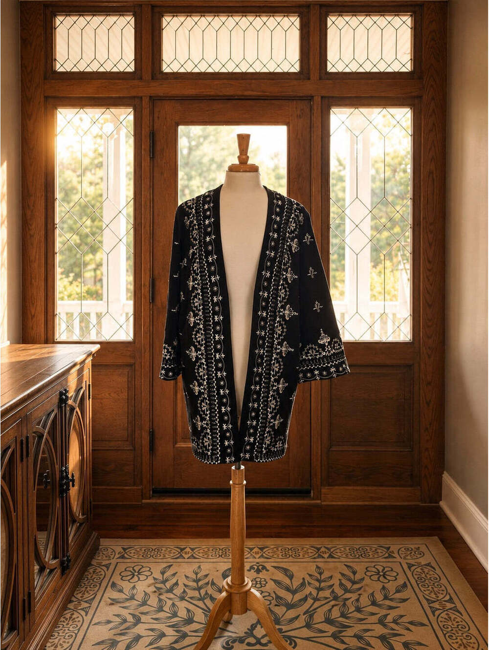 Soft Surroundings Embroidered Open Front Jacket